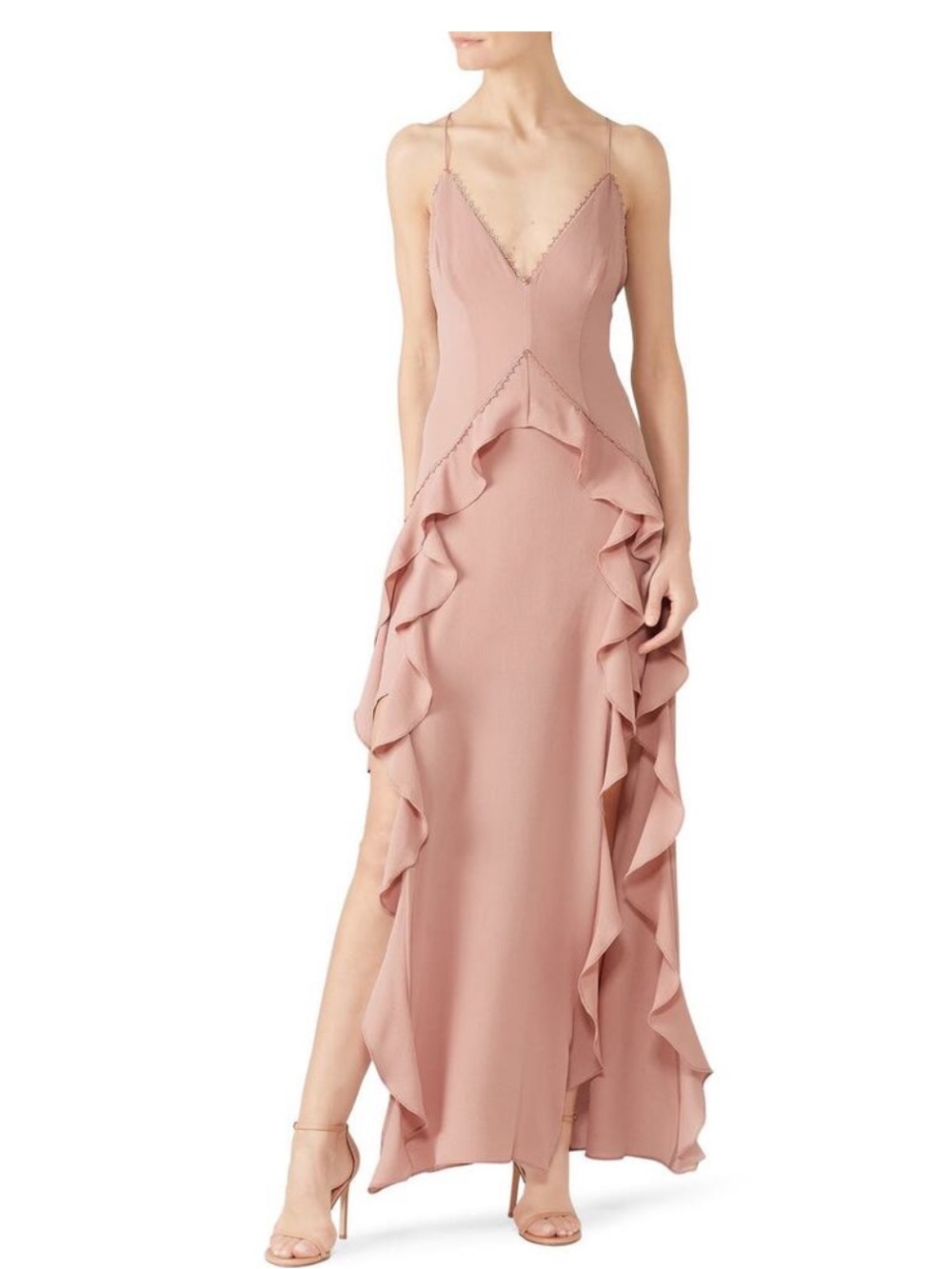 The Jetset Diaries Blush Pink Ruffle-Trim Maxi Dress